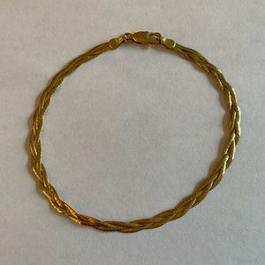 10 K gold braided herringbone 7.5 inch bracelet